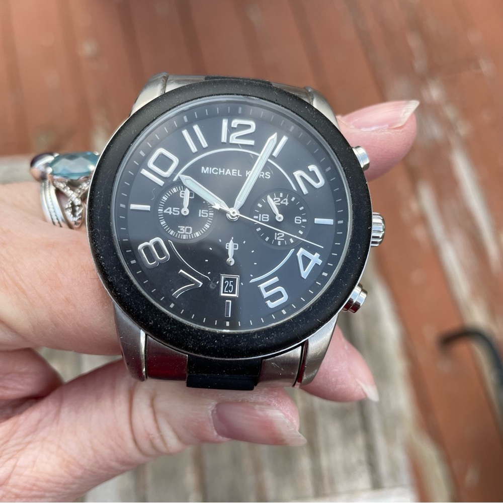 Michael Kors Mercer Black/Steel Chronograph Watch - Picture 3 of 8